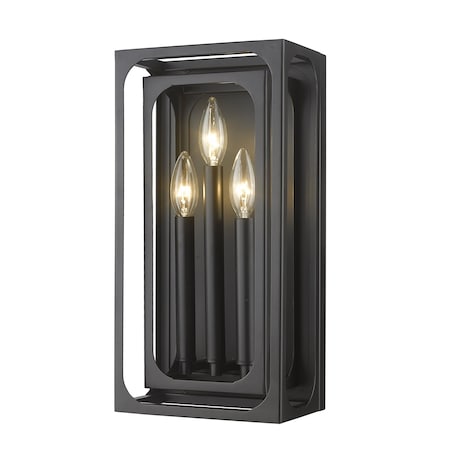 Z-Lite Easton Wall Sconce, 3-Light, 8 In.W x 5 In.L x 16 In.H, Matte Black/Matte Black 3038-3S-MB